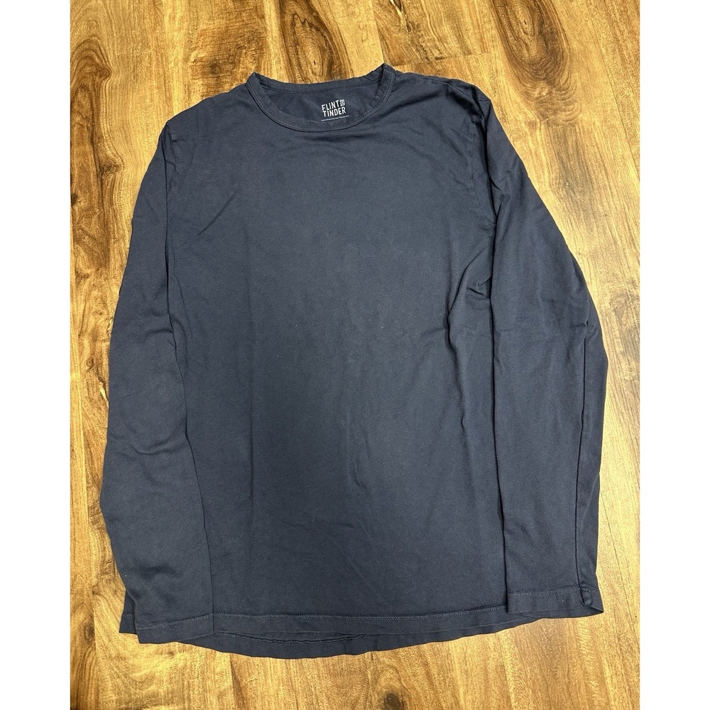 Flint And Tinder Mens Supima Cotton Long Sleeve Blue T Shirt USA Made - Medium